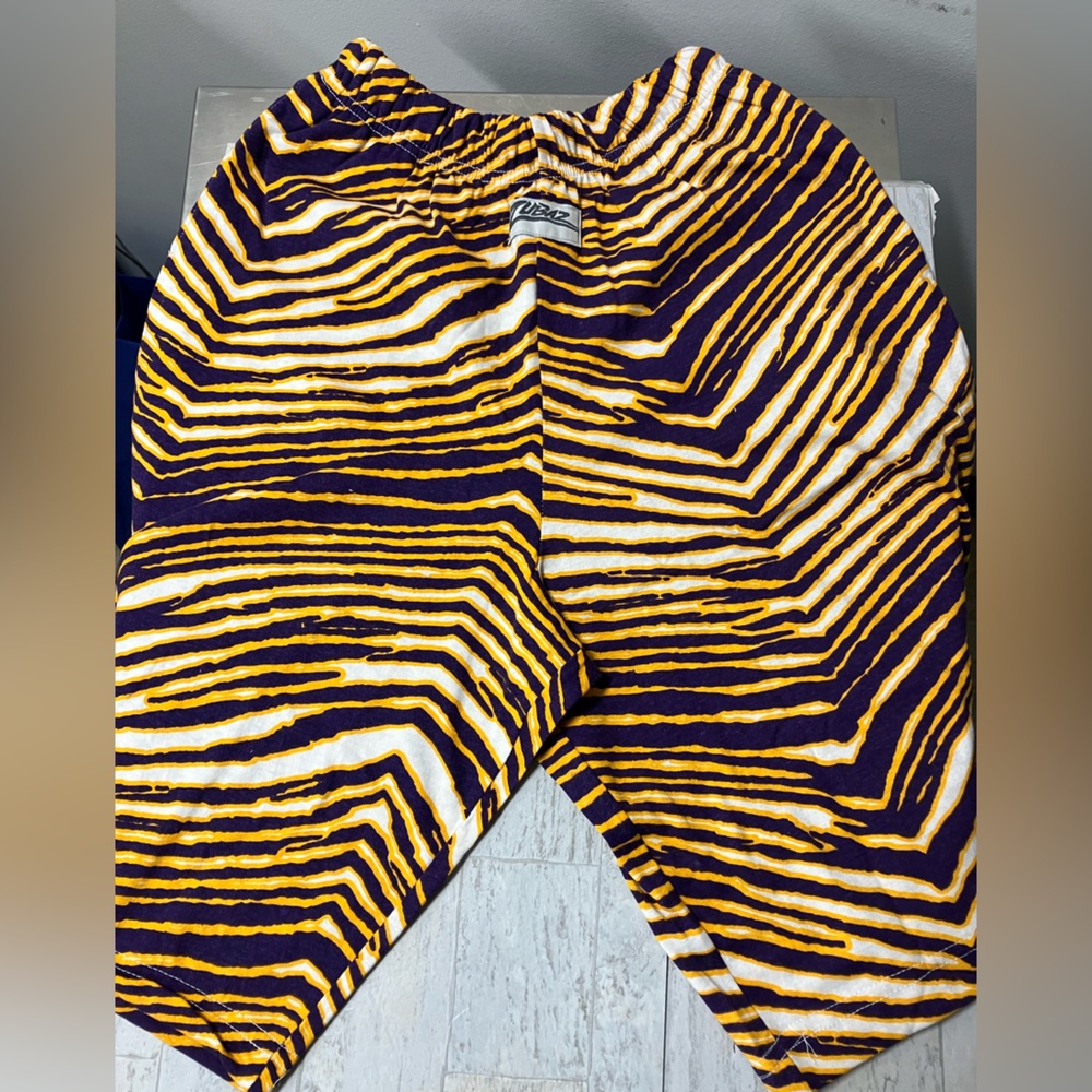 Vintage 90s Zubaz LSU Tiger Striped Gym Shorts Size XS Beach Muscle